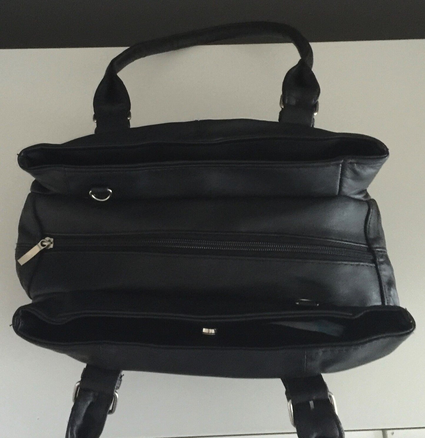 TOSCA Shoulder Bag Soft Leather Twin Handle Black Lambskin Retro Gem NEW