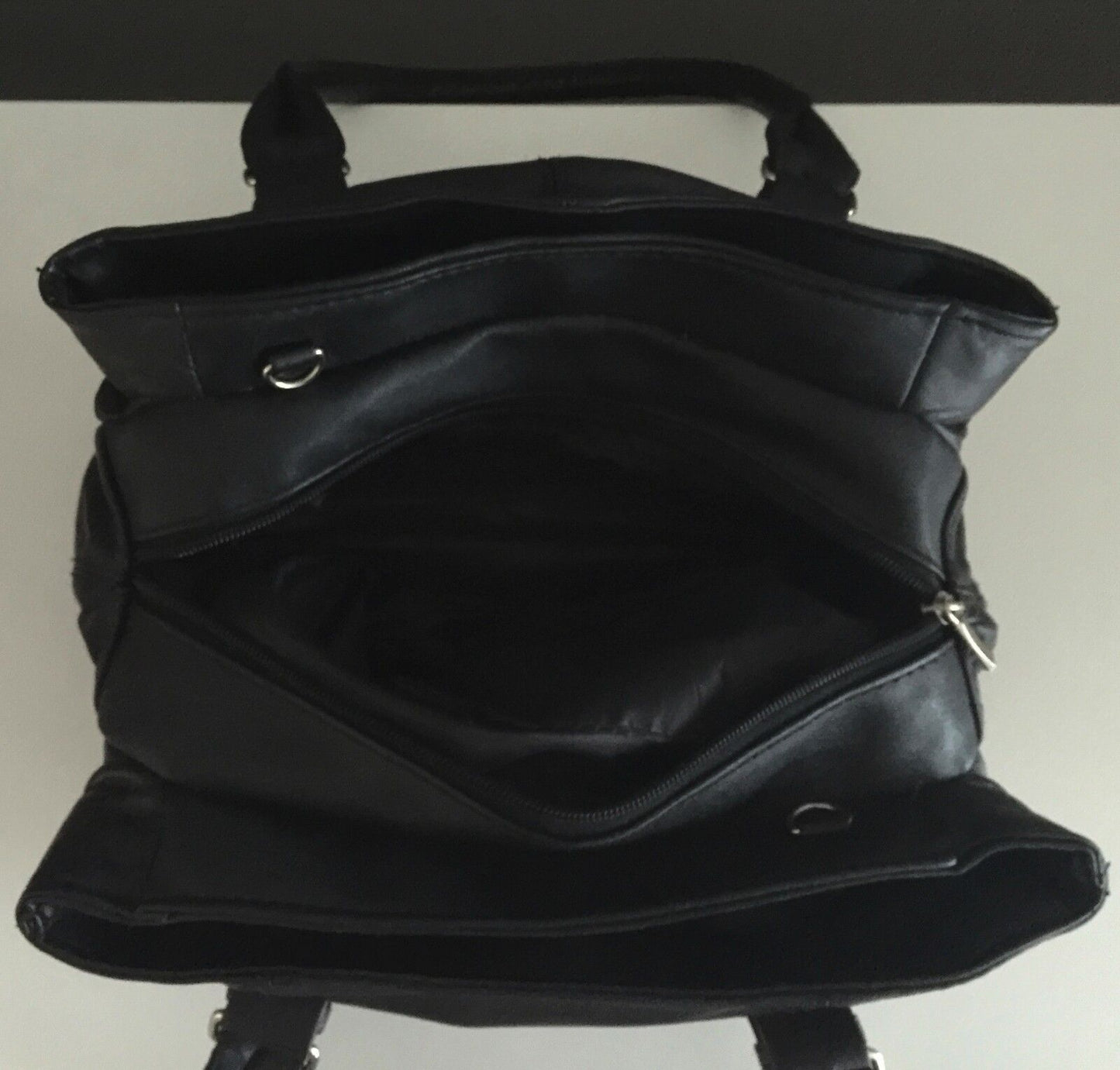 TOSCA Shoulder Bag Soft Leather Twin Handle Black Lambskin Retro Gem NEW