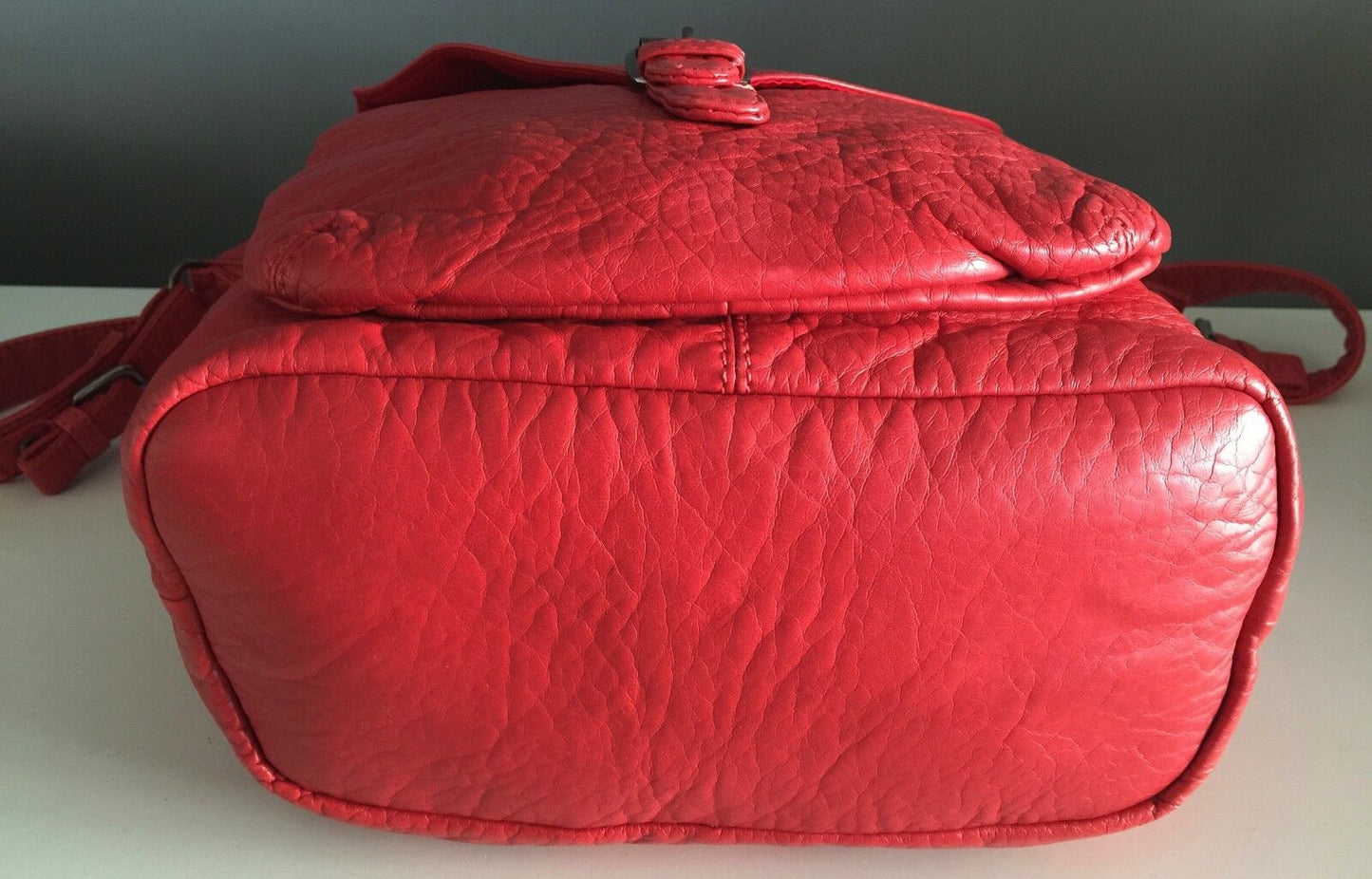 ECOTE Shoulder Bag Red Pleather Pebble Look Shopper Tote Handbag Gorgeous