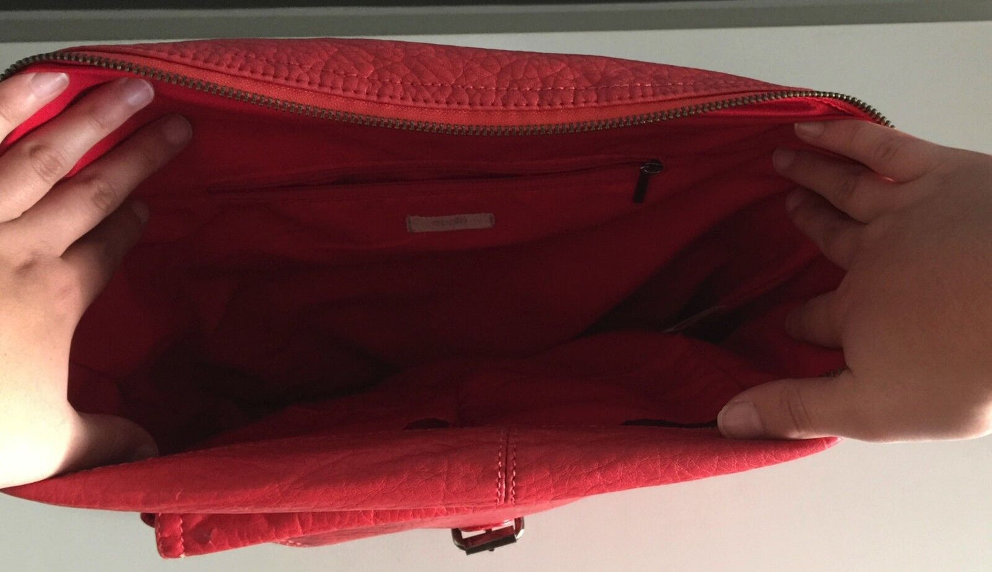 ECOTE Shoulder Bag Red Pleather Pebble Look Shopper Tote Handbag Gorgeous