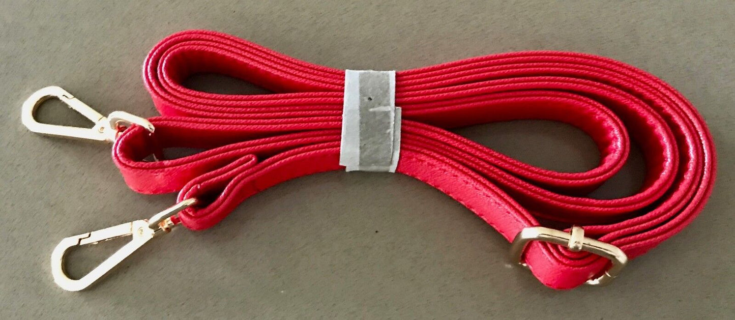 Replacement Shoulder Strap Bag Red Grain Pleather Adjustable Gold Hardware NEW