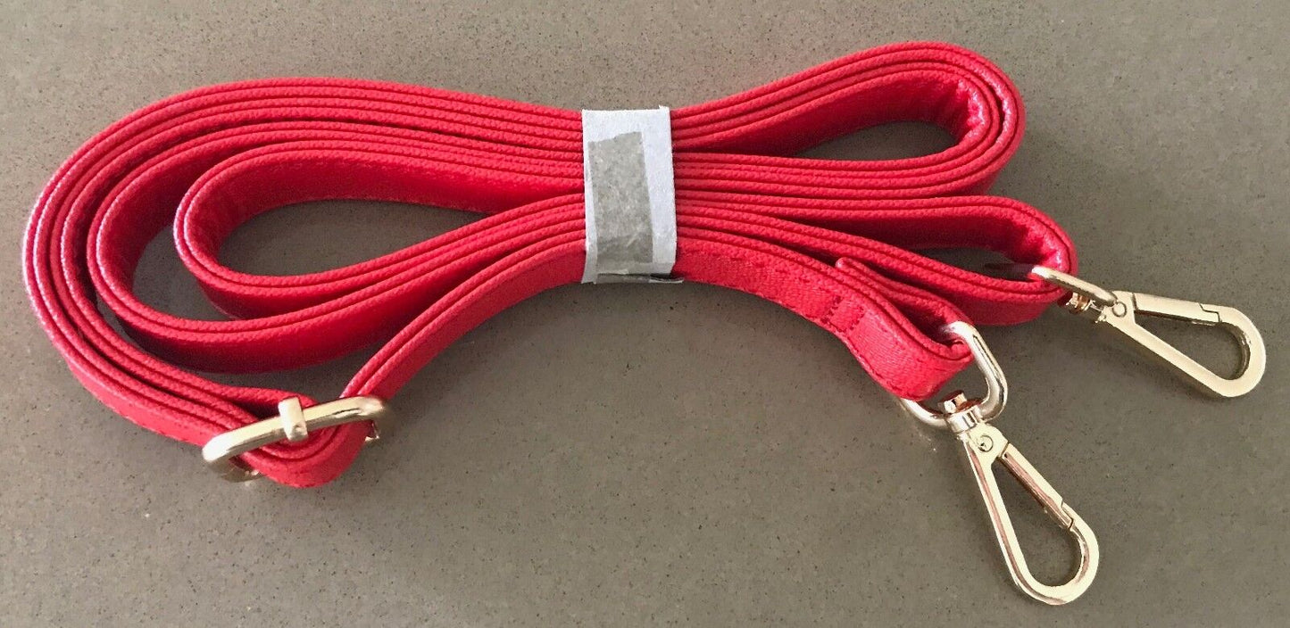Replacement Shoulder Strap Bag Red Grain Pleather Adjustable Gold Hardware NEW