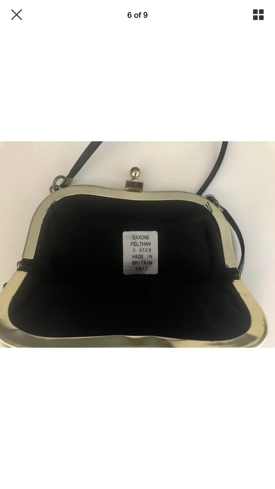 Shoulder Bag SAXONE FELTHAM CrossBody  Black Suede & Leather Gold Frame Vintage