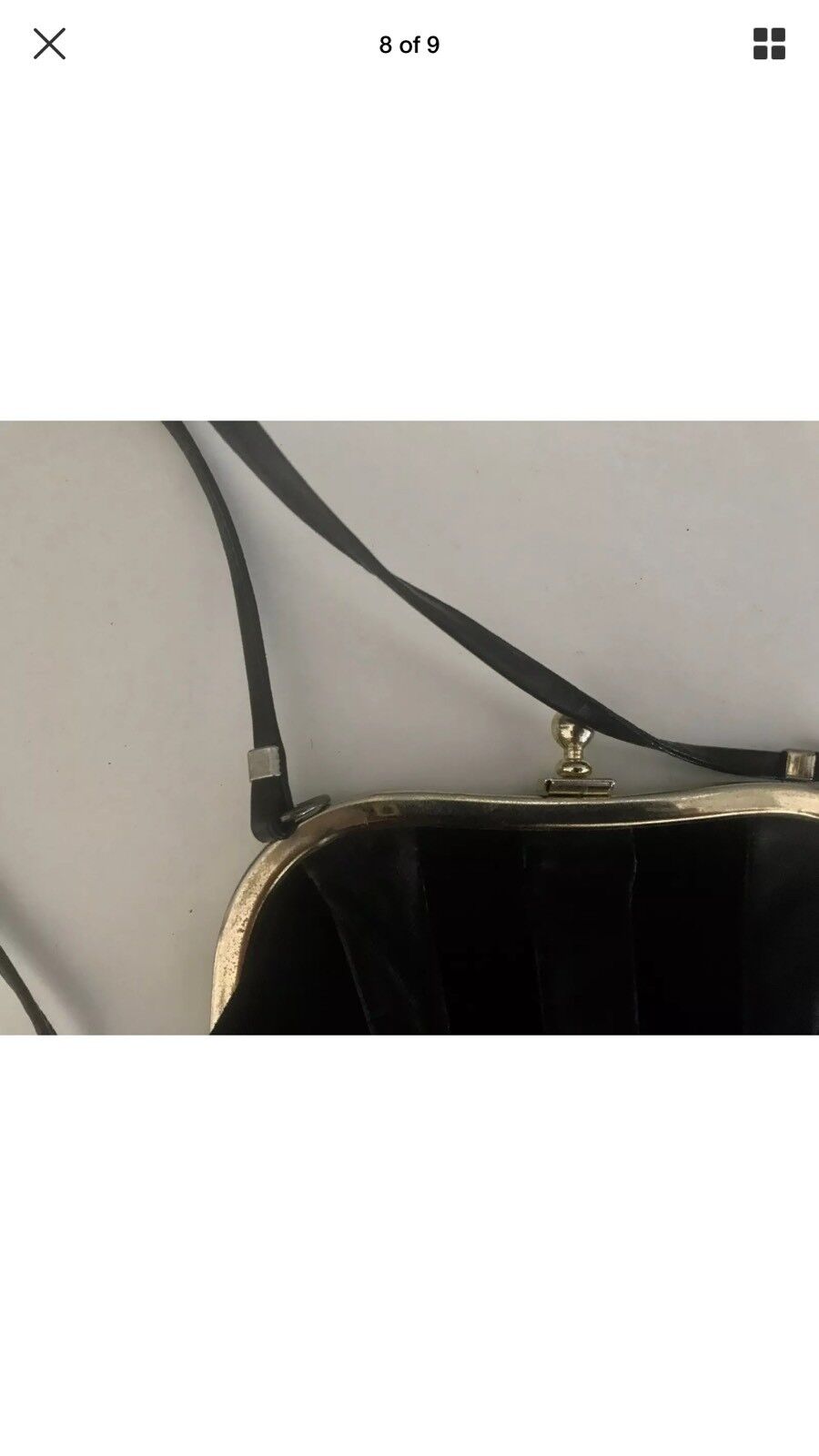 Shoulder Bag SAXONE FELTHAM CrossBody  Black Suede & Leather Gold Frame Vintage