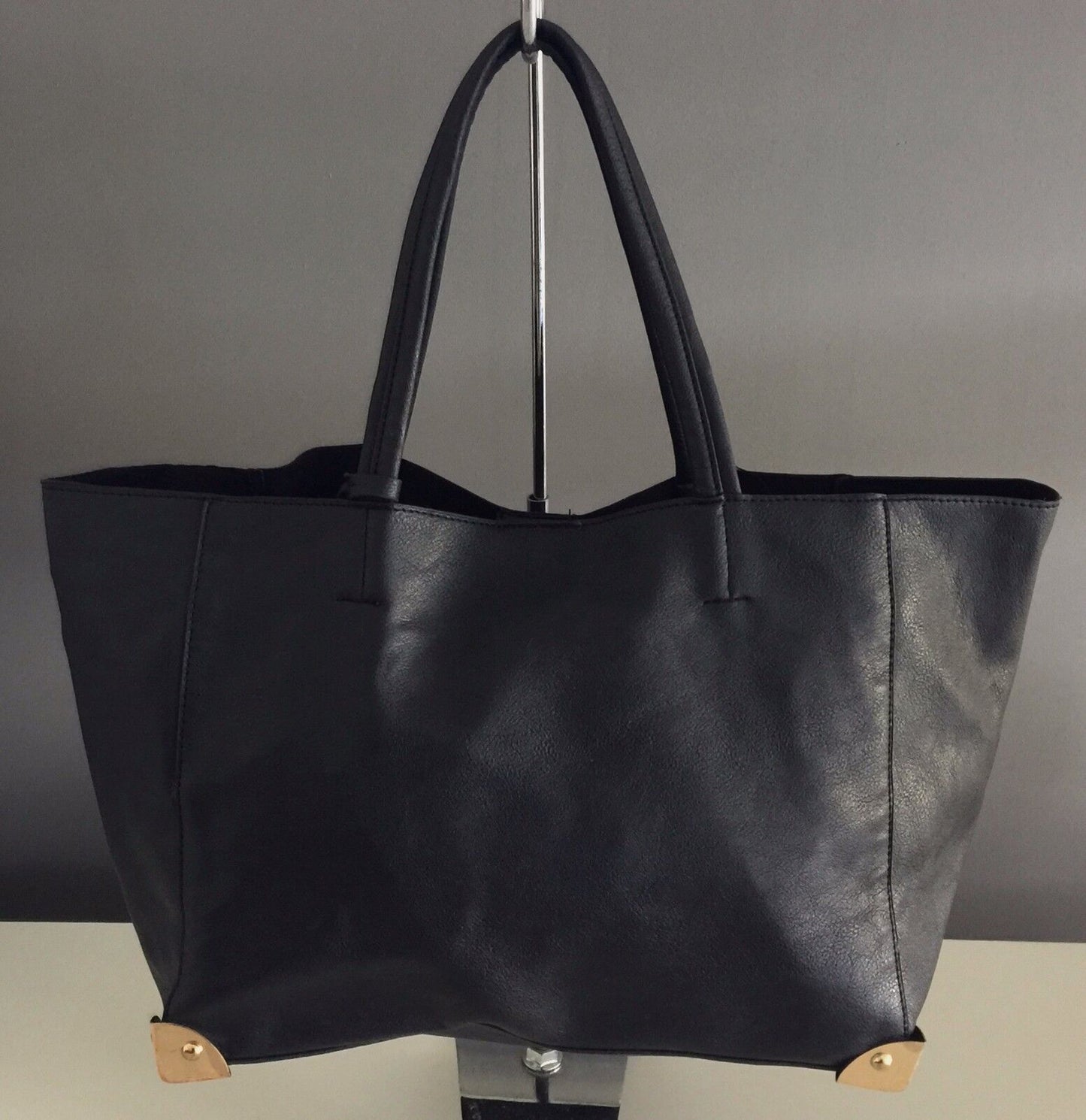 Shoulder Bag RUBI Black PU Tote Plus Make Up Bag Pouch