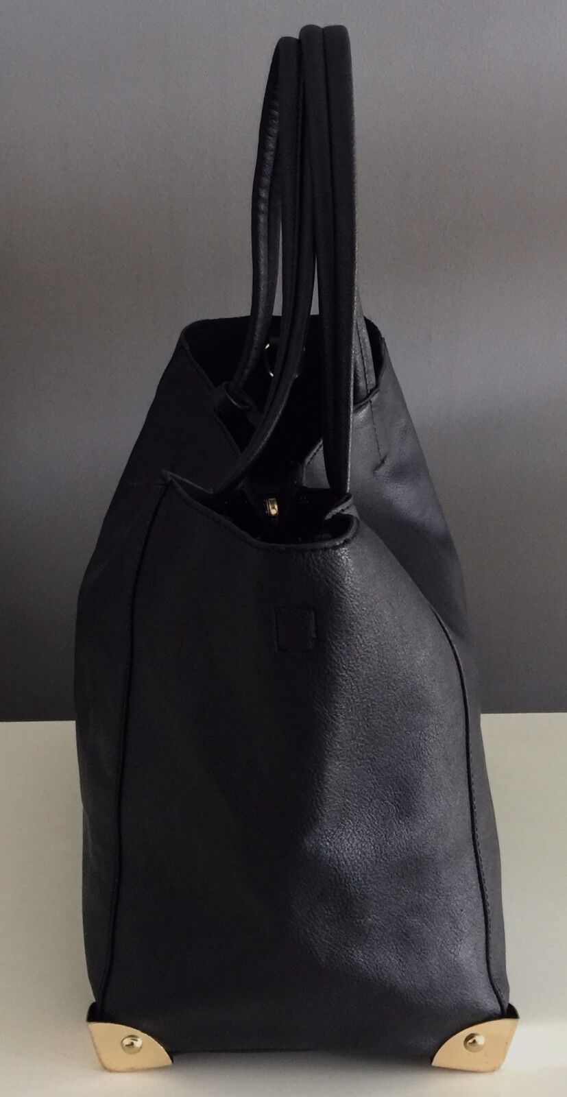 Shoulder Bag RUBI Black PU Tote Plus Make Up Bag Pouch