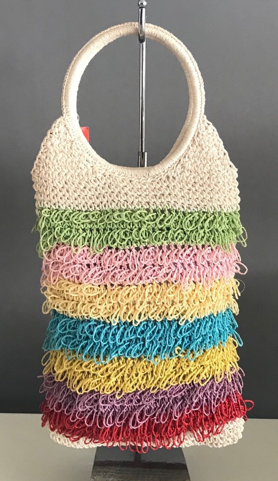 Bag GIGI Bag Multi Rainbow Colour "Loop" Ring Handle Bucket Style NEW
