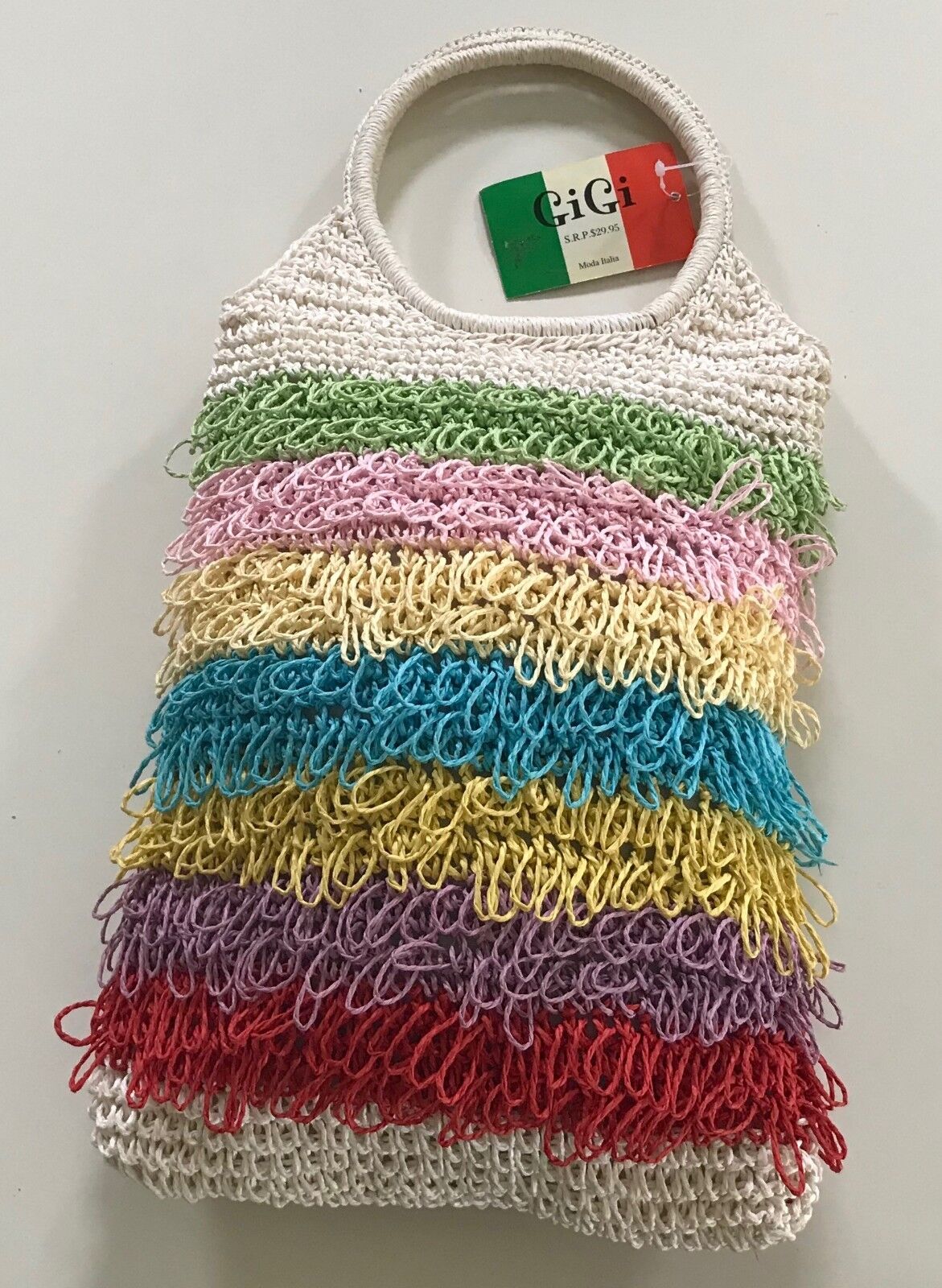Bag GIGI Bag Multi Rainbow Colour "Loop" Ring Handle Bucket Style NEW