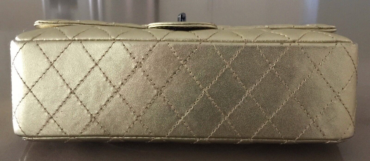 Shoulder Bag NCL Gold Quilted Design Rectangle Shape CHAIN  NEW Vintage