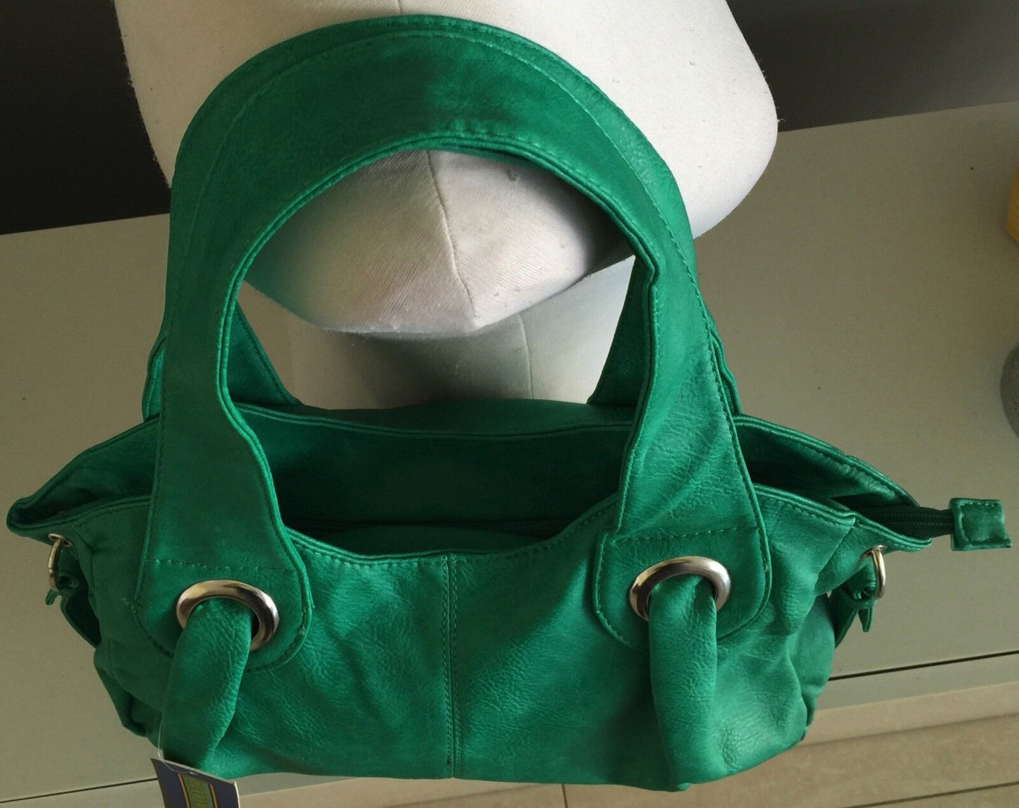 Shoulder Bag PACCININI Leather Faux Green Pebble  Tote Gorgeous Colour NEW