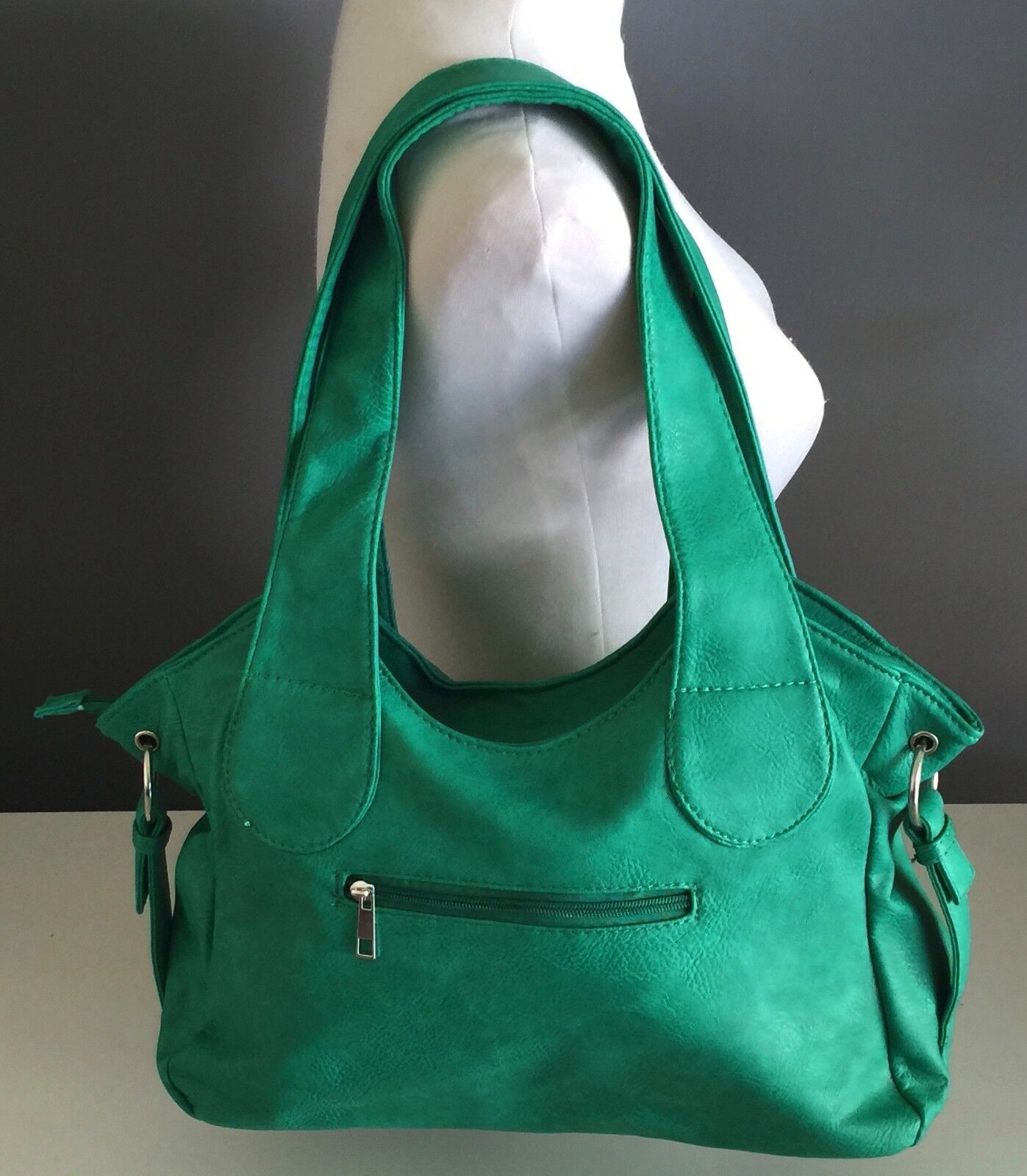 Shoulder Bag PACCININI Leather Faux Green Pebble  Tote Gorgeous Colour NEW