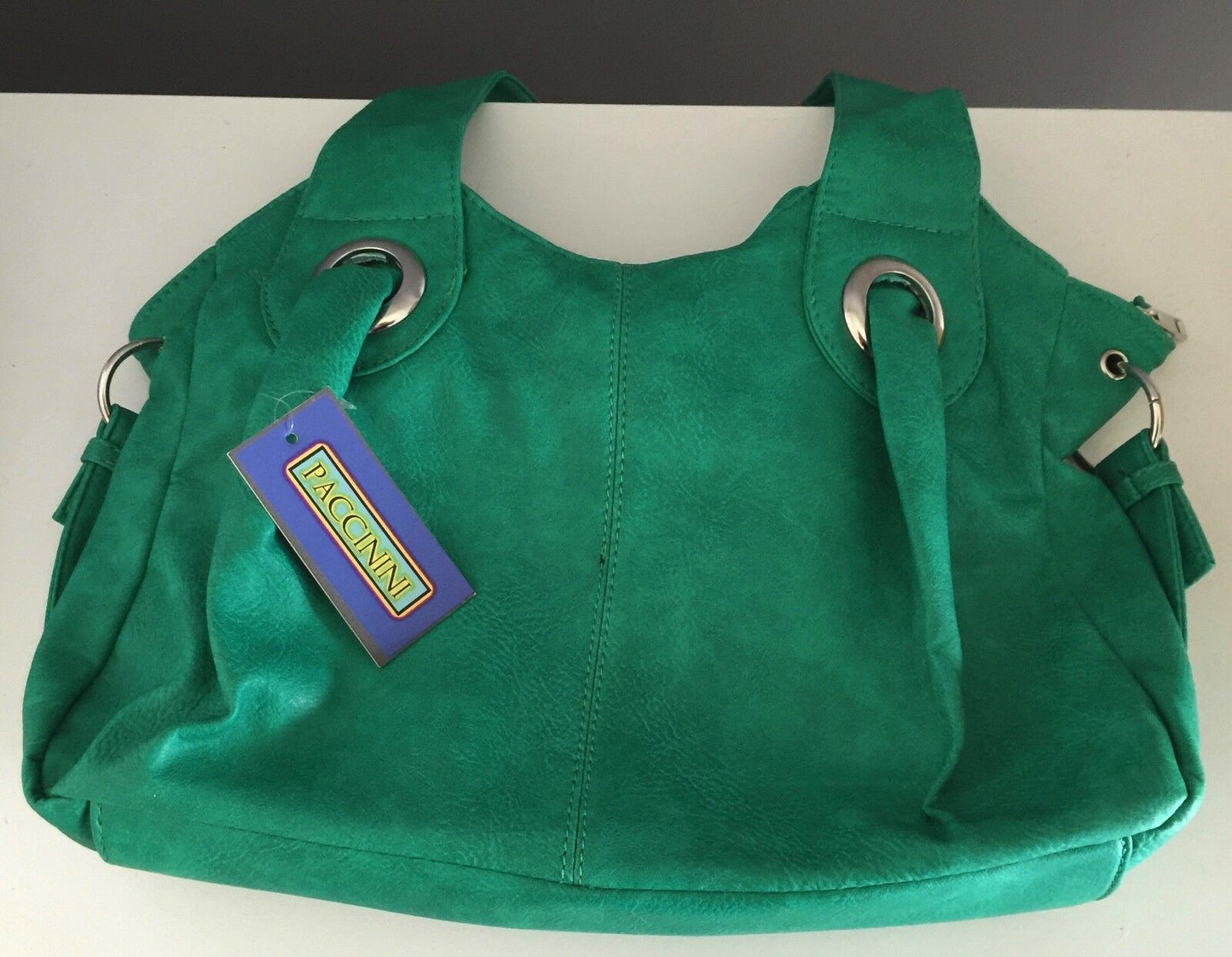 Shoulder Bag PACCININI Leather Faux Green Pebble  Tote Gorgeous Colour NEW