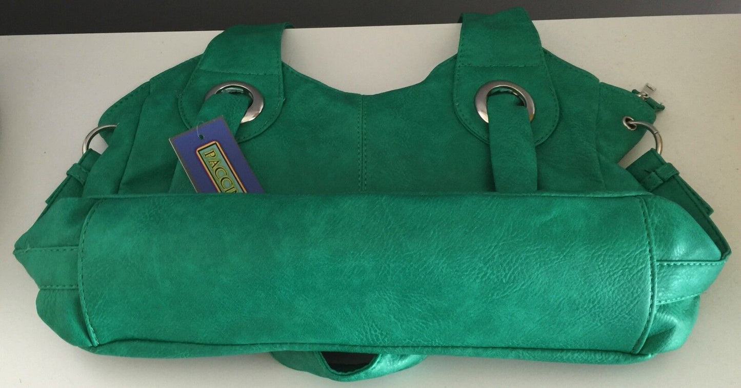 Shoulder Bag PACCININI Leather Faux Green Pebble  Tote Gorgeous Colour NEW