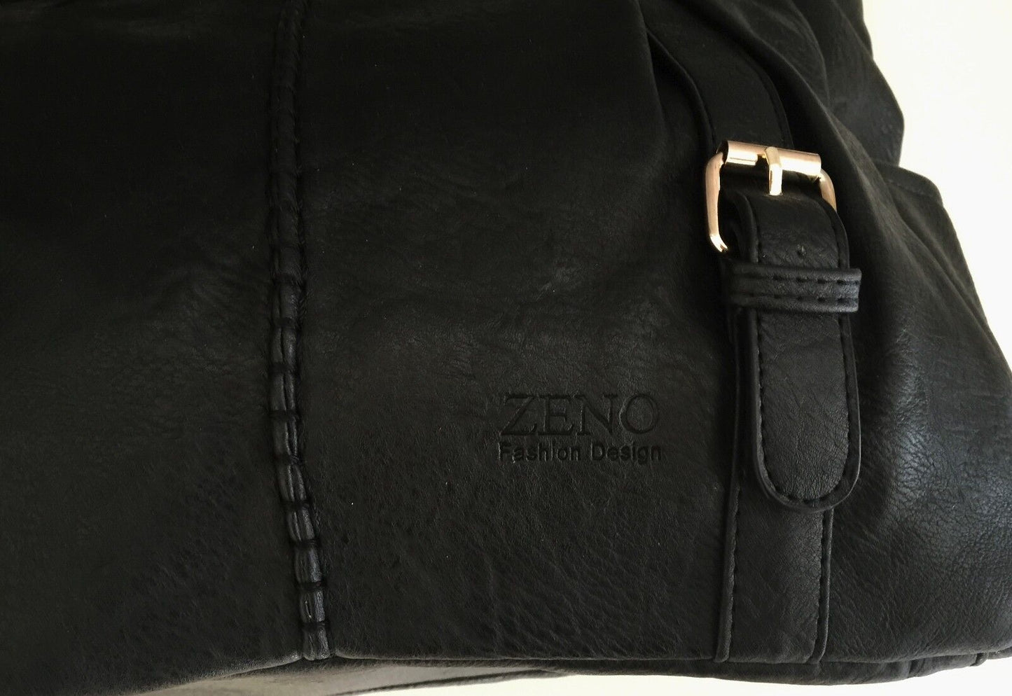 ZENO Shoulder Bag HandBag Black Pleather Textured Tote Shopper NEW