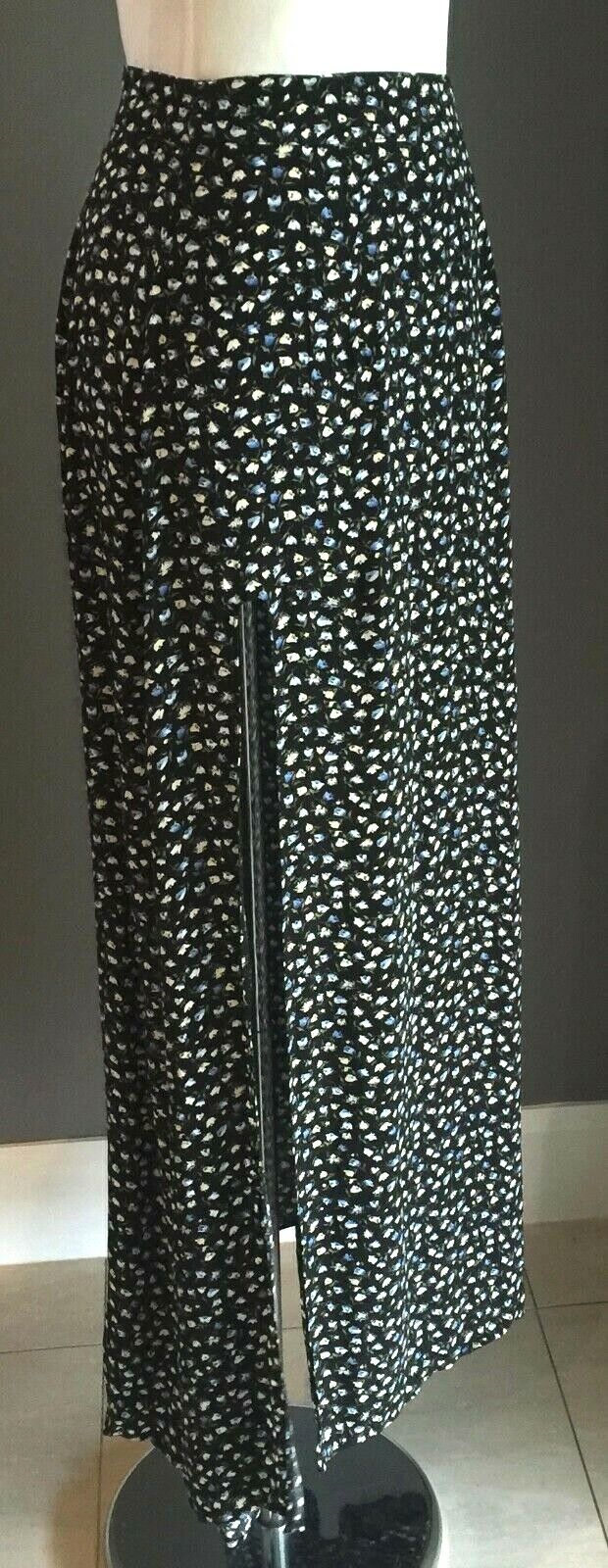 DON"T ASK AMANDA Maxi Skirt w Slit Rayon Flowing Long Summer Floral Size XS 6 8