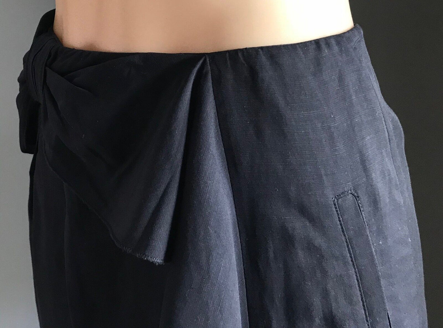 MARCS Skirt Navy Blue w Bow at Waist & Cascading Ruffle Lined Short Size 8 10