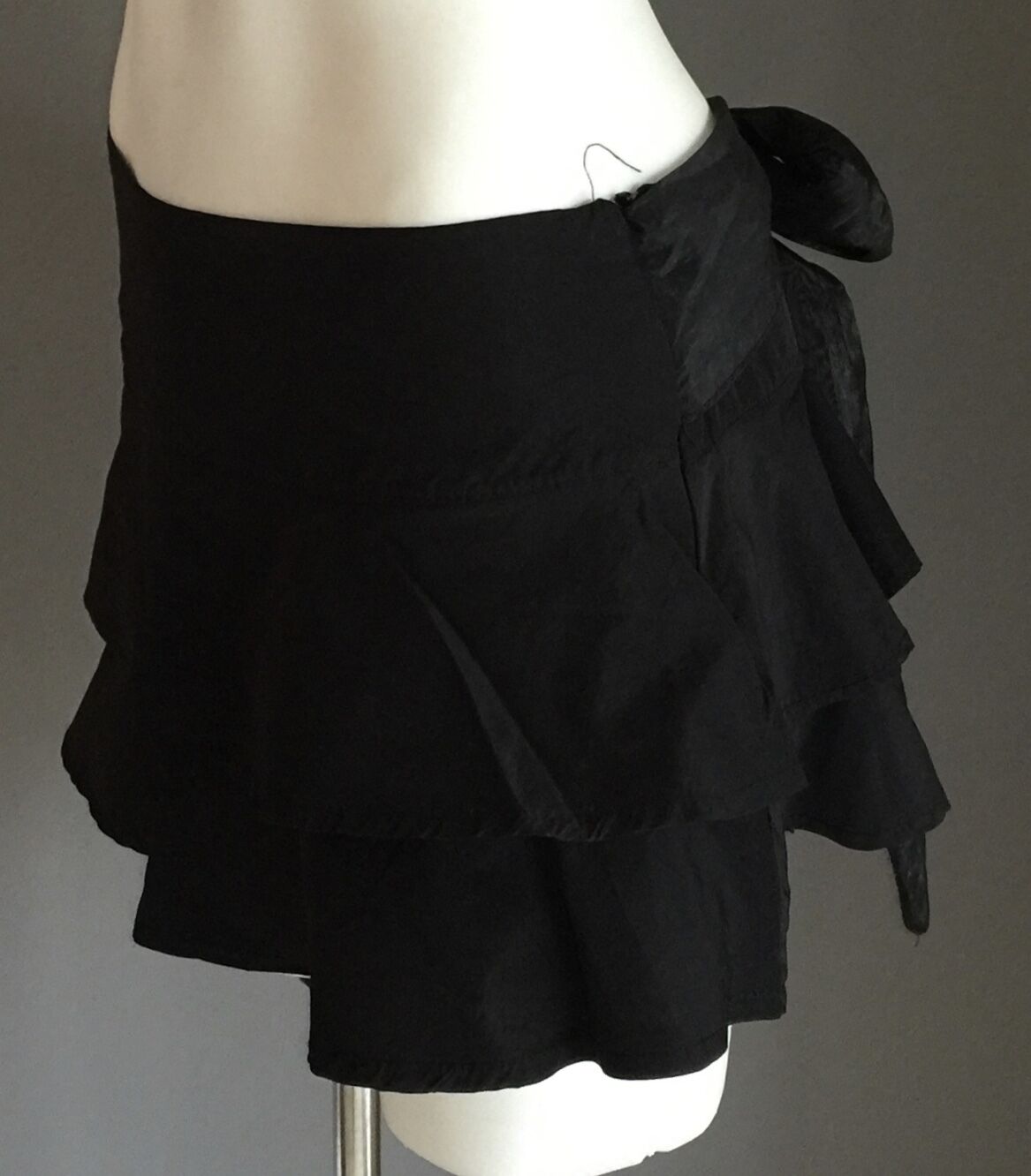 TEDDY RINASCIMENTO Mini Skirt Flounce Black Size S 8 Unique Italian Designer