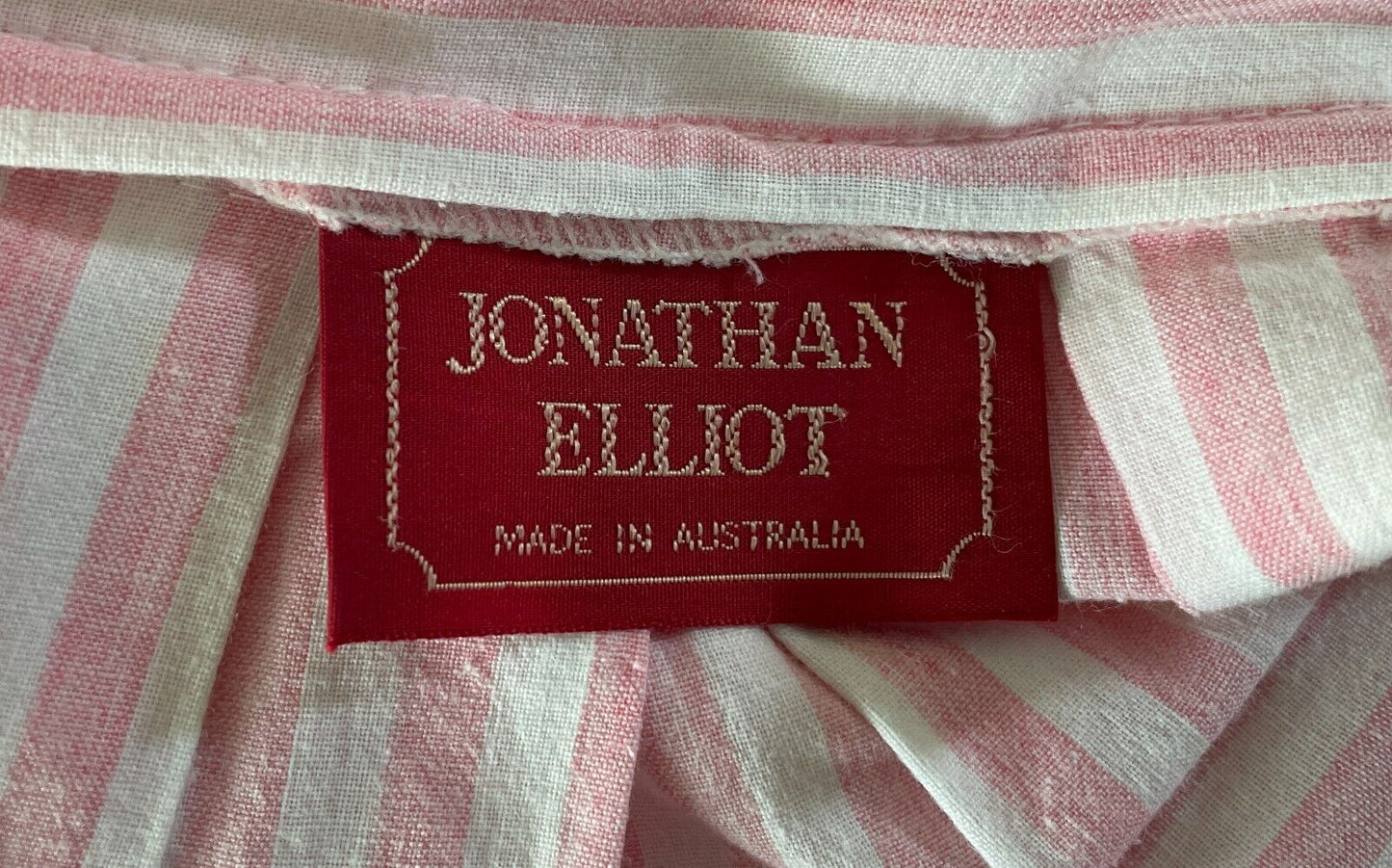 JONATHAN ELLIOT Skirt Pink White Stripe Midi Size 8 Button Front Pleated Parcel