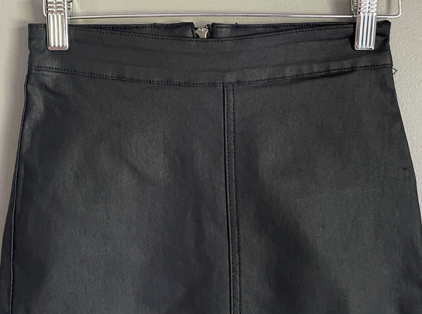 SUPRE Skirt Black Stretch Coated Fabric Pencil Wiggle Size 8