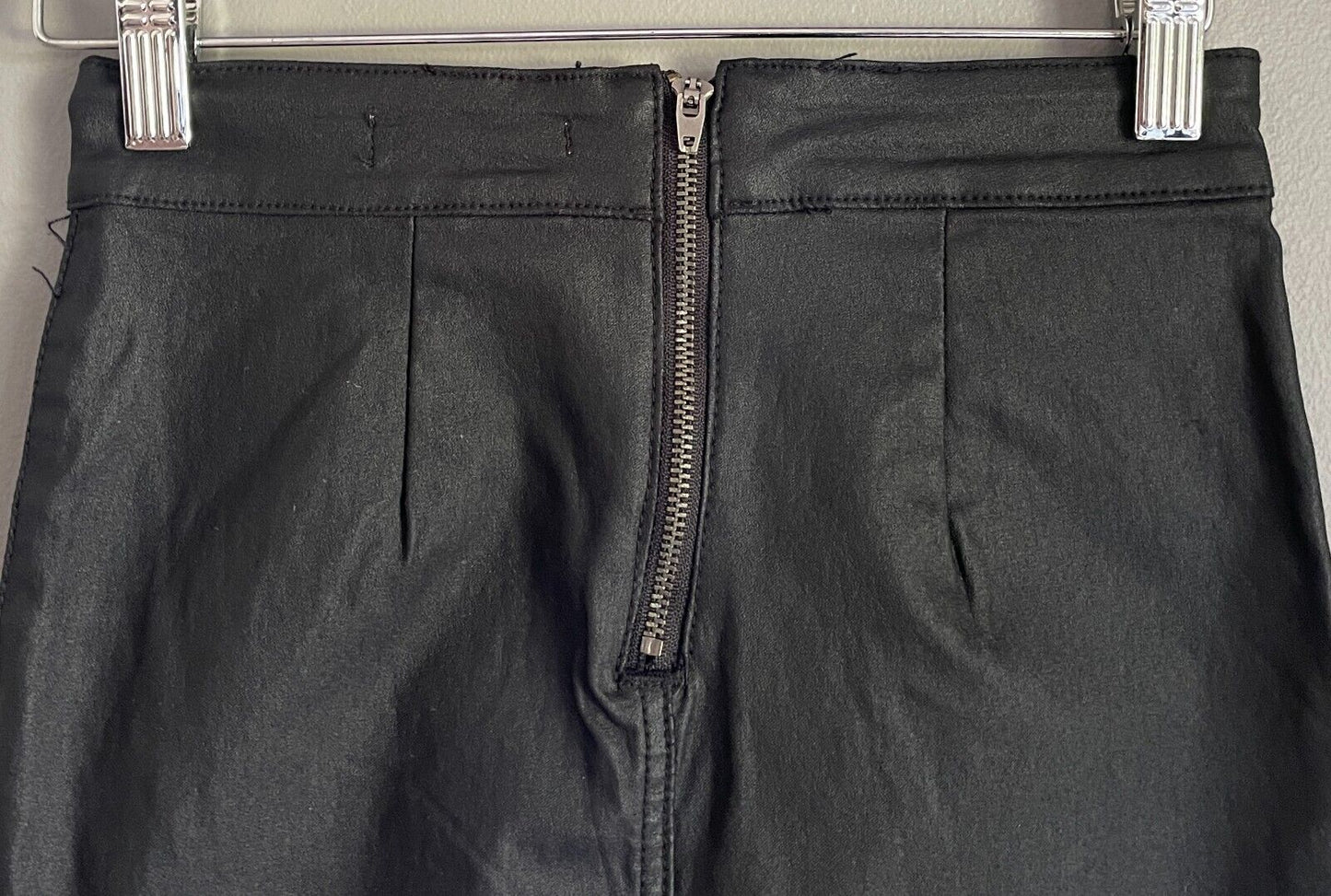 SUPRE Skirt Black Stretch Coated Fabric Pencil Wiggle Size 8