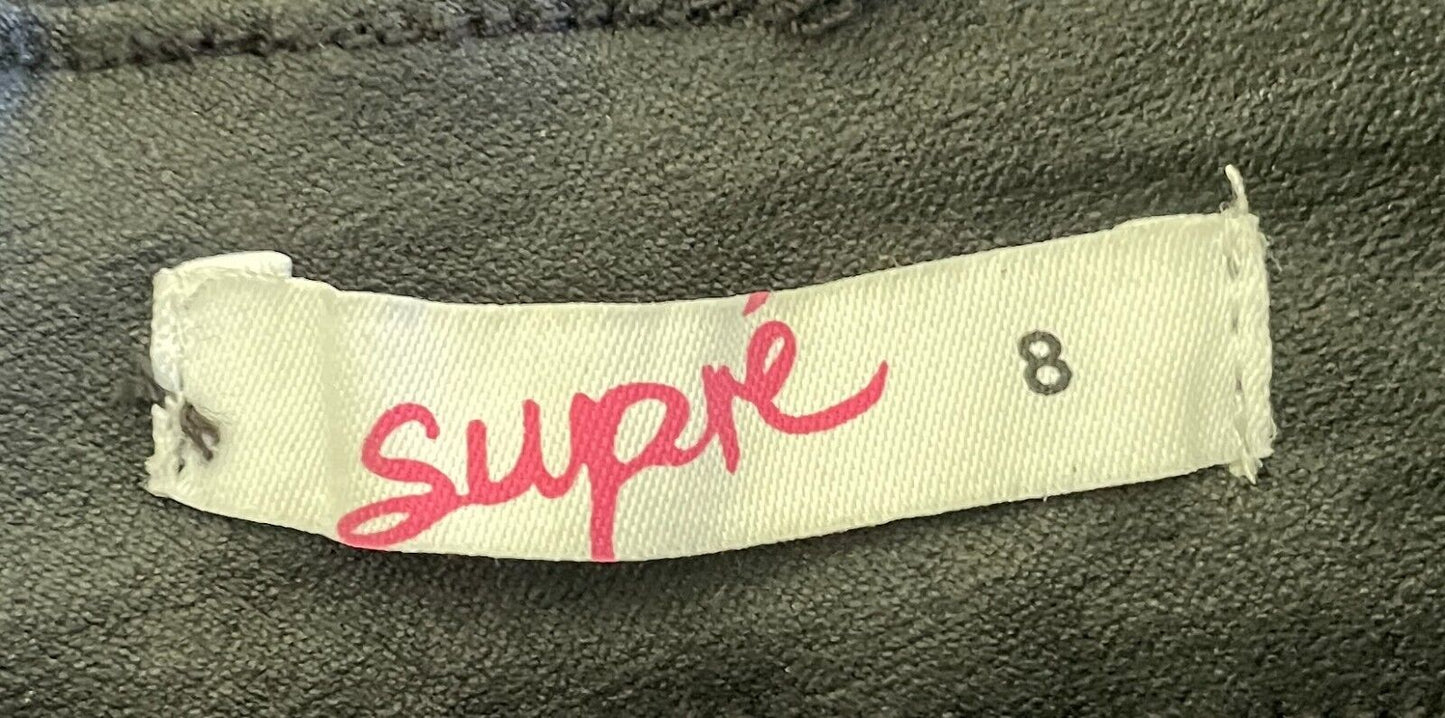 SUPRE Skirt Black Stretch Coated Fabric Pencil Wiggle Size 8