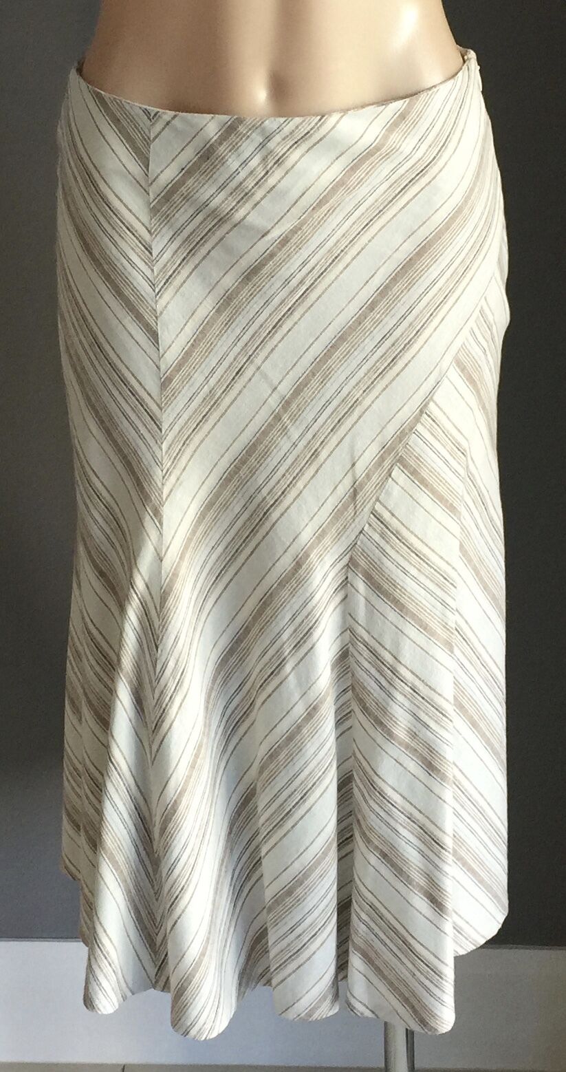 SUSSAN Skirt Multi Colour Striped Trumpet Style Linen Side Zip Size 8 10 Retro