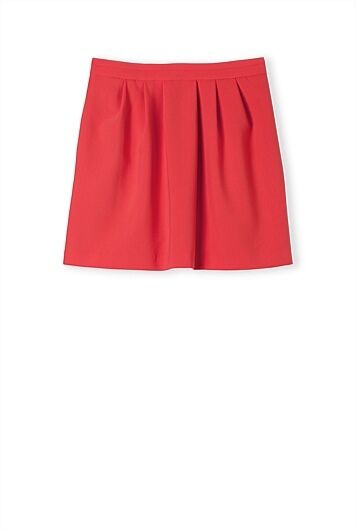 COUNTRY ROAD Skirt Mini Watermelon Red Tucked Bell Lined Short Ladies Size 8 10