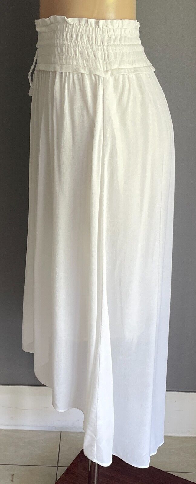 COUNTRY ROAD Skirt White Hi-Lo Midi Drawstring Tassel Trim Size 12 Lined NEW