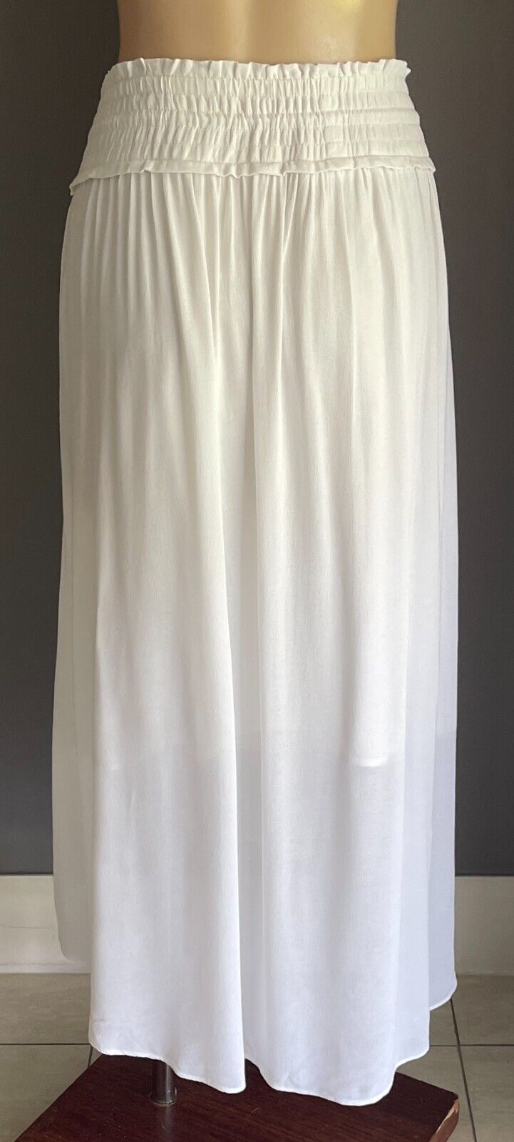 COUNTRY ROAD Skirt White Hi-Lo Midi Drawstring Tassel Trim Size 12 Lined NEW