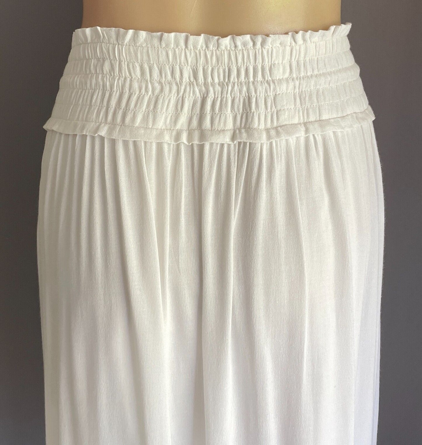 COUNTRY ROAD Skirt White Hi-Lo Midi Drawstring Tassel Trim Size 12 Lined NEW