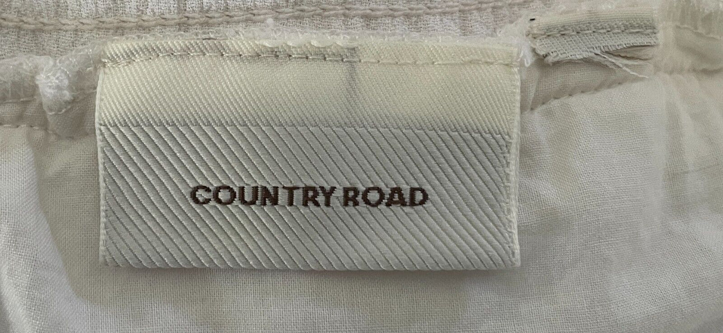 COUNTRY ROAD Skirt White Hi-Lo Midi Drawstring Tassel Trim Size 12 Lined NEW