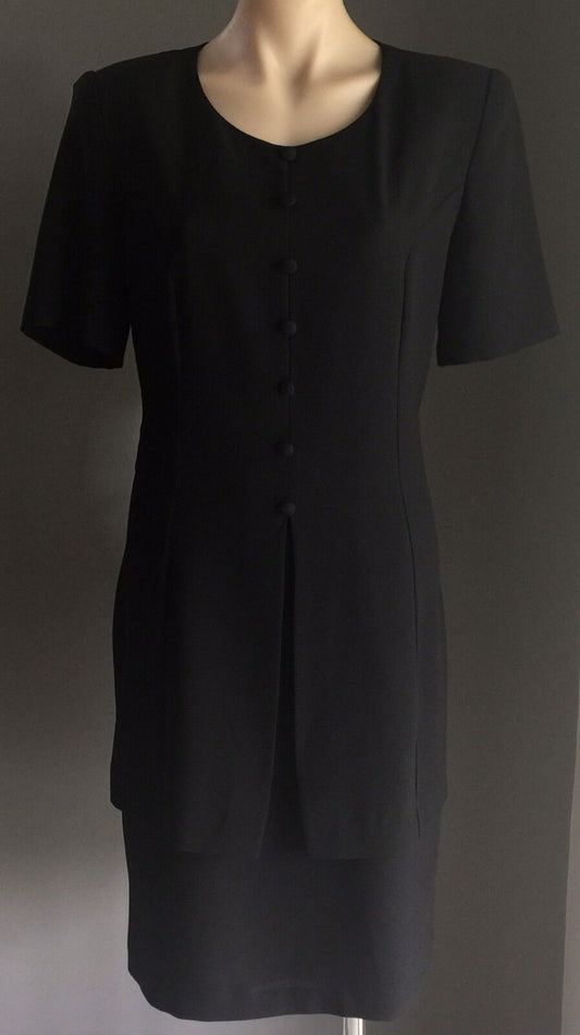 NONI B Dress Shift LBD Black Looks Like a Jacket & Skirt Suit Vintage Size 12