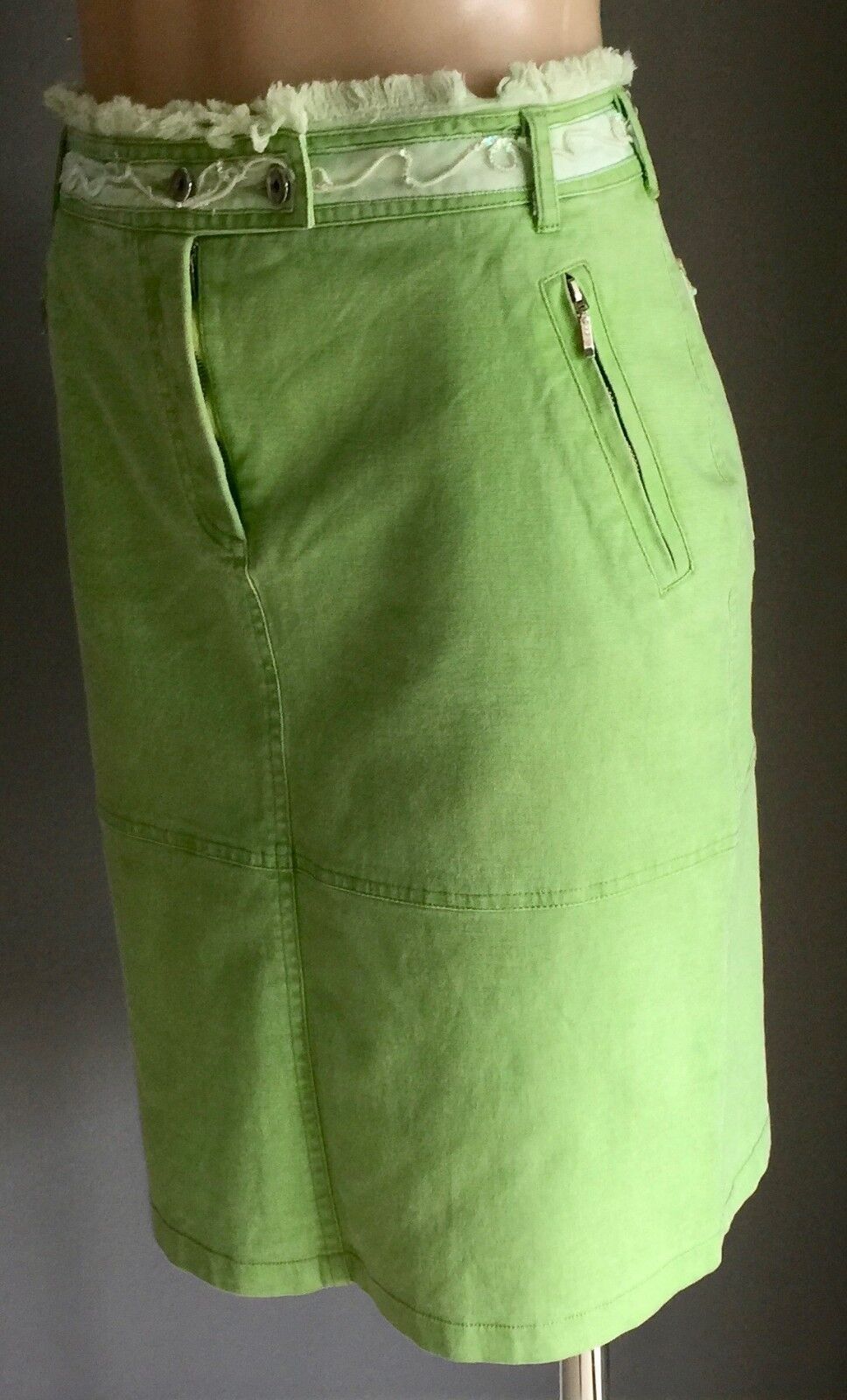 D.P. JEANS Denim Skirt Straight Knee Length Lime Green Size 40 AU 12 Jeans