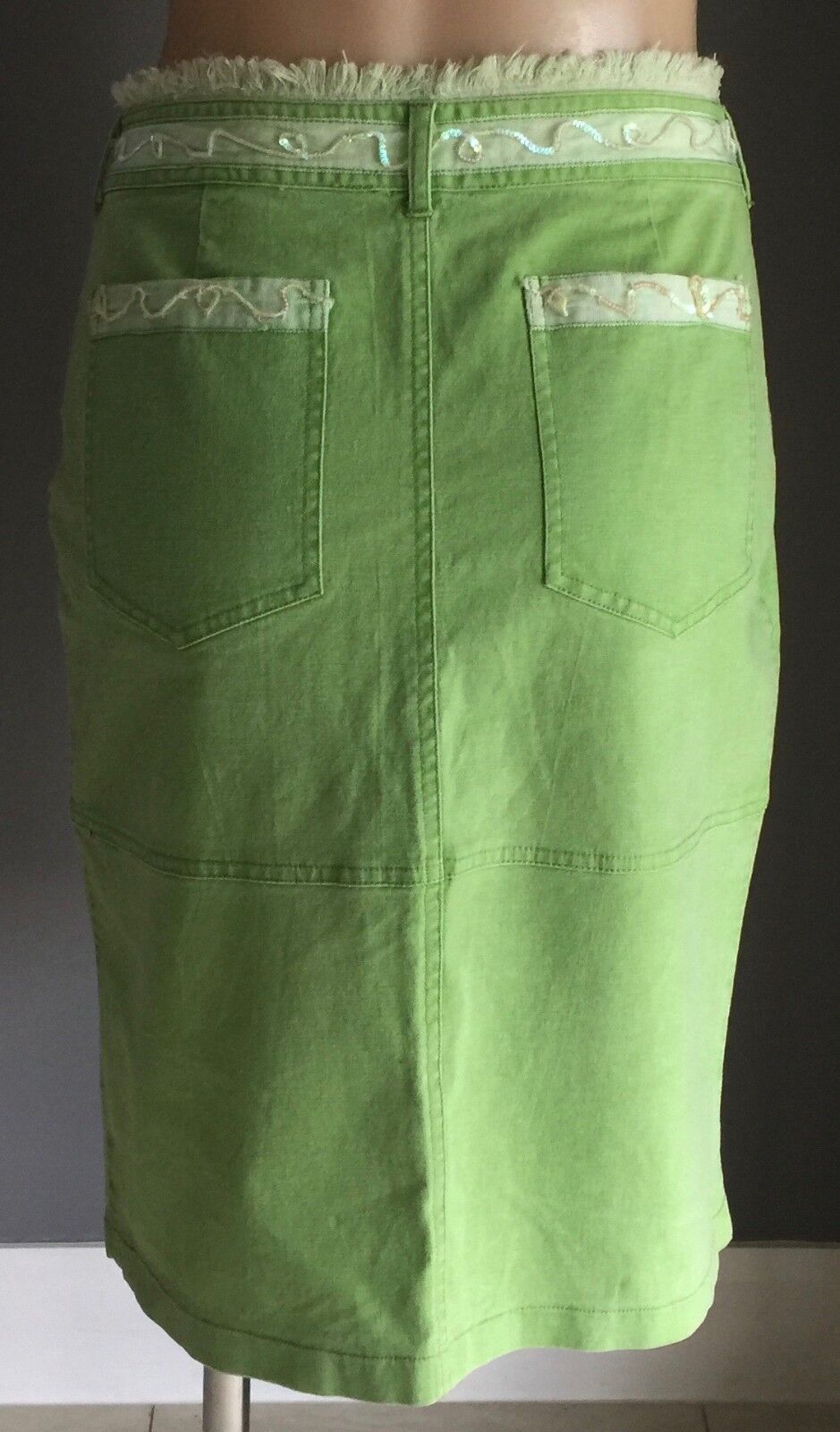D.P. JEANS Denim Skirt Straight Knee Length Lime Green Size 40 AU 12 Jeans