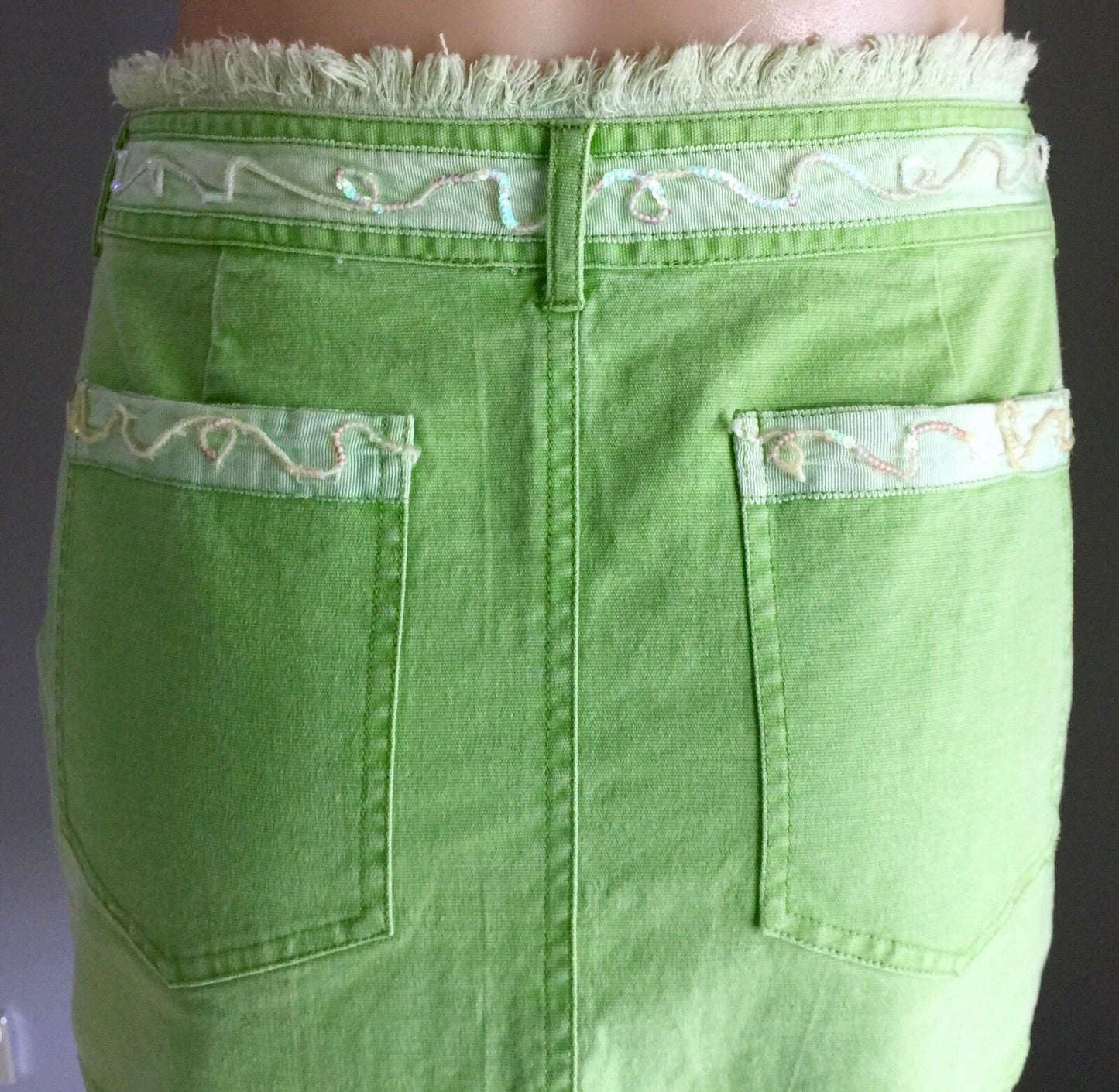 D.P. JEANS Denim Skirt Straight Knee Length Lime Green Size 40 AU 12 Jeans