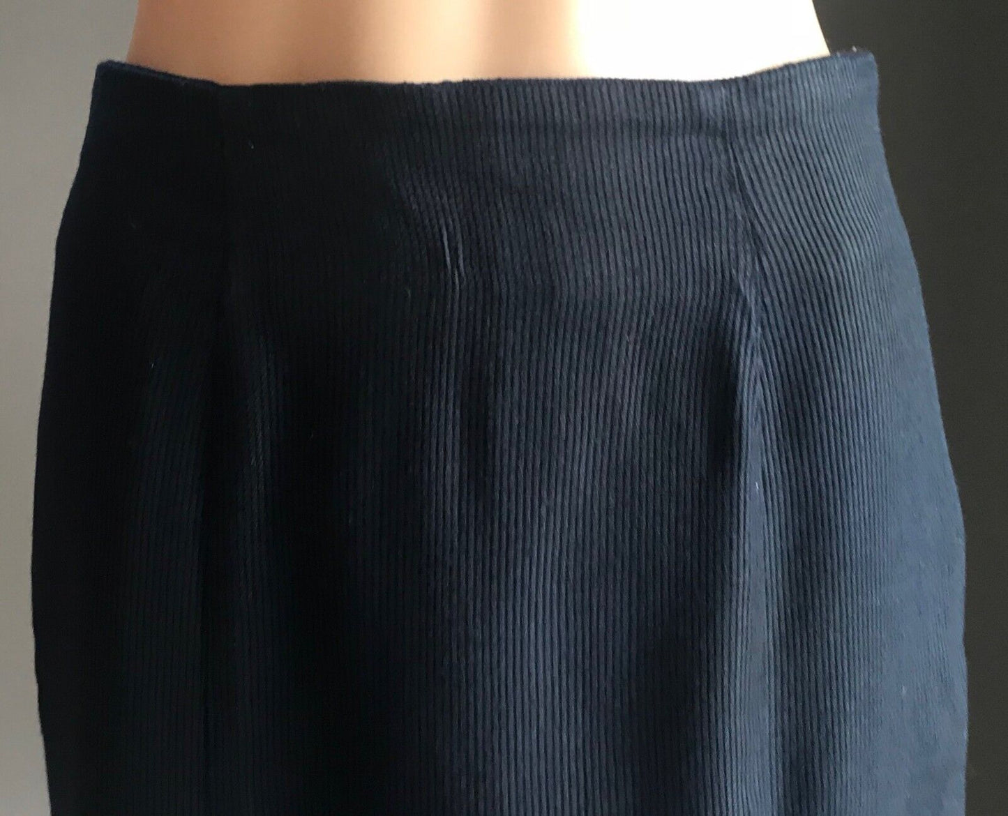 MASTINA Straight Skirt Navy Blue Self Stripe Knee Length Size M 12 Vintage