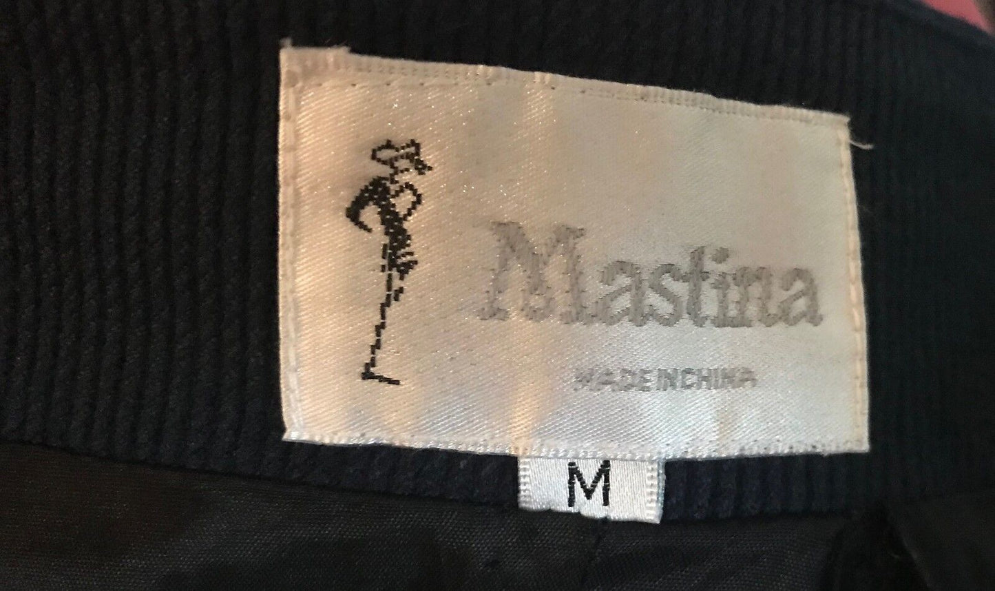 MASTINA Straight Skirt Navy Blue Self Stripe Knee Length Size M 12 Vintage