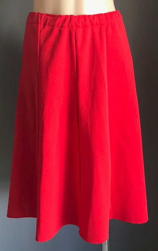 Handmade Skirt Red Elastic Waist Panel A-Line Stretch Size 10 12 Vintage