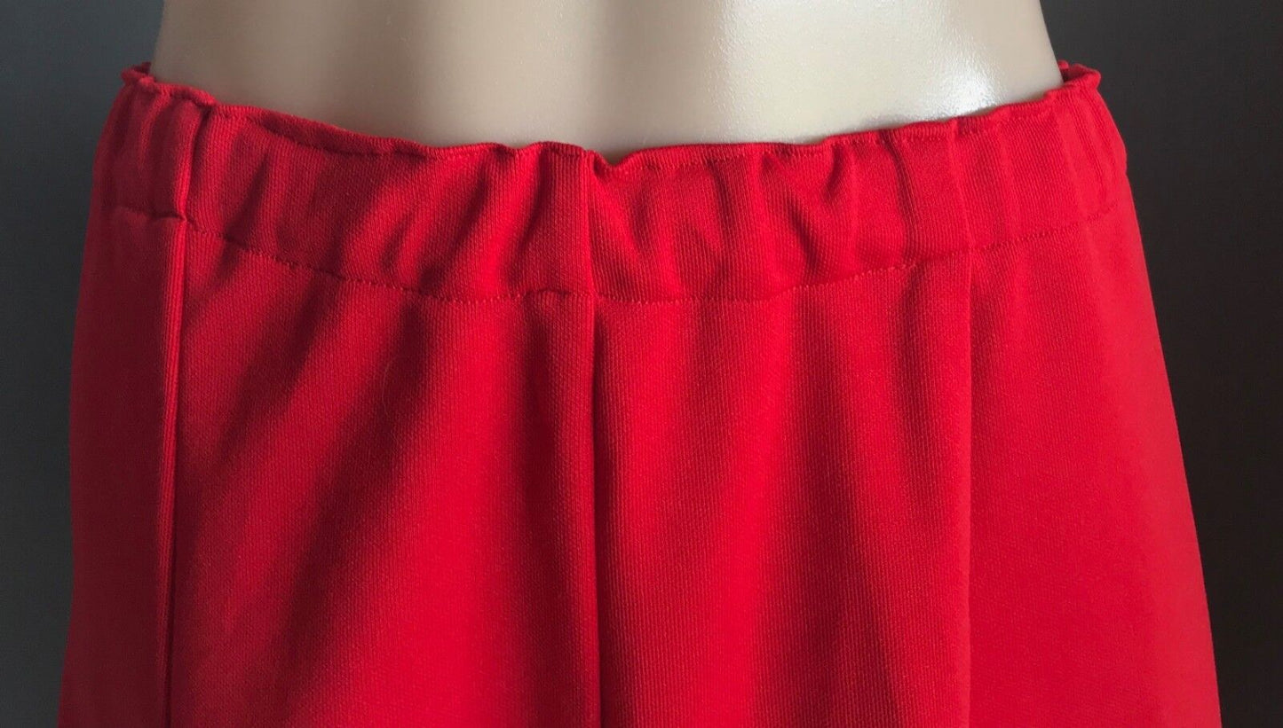 Handmade Skirt Red Elastic Waist Panel A-Line Stretch Size 10 12 Vintage