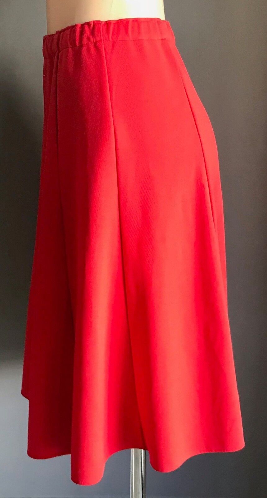 Handmade Skirt Red Elastic Waist Panel A-Line Stretch Size 10 12 Vintage