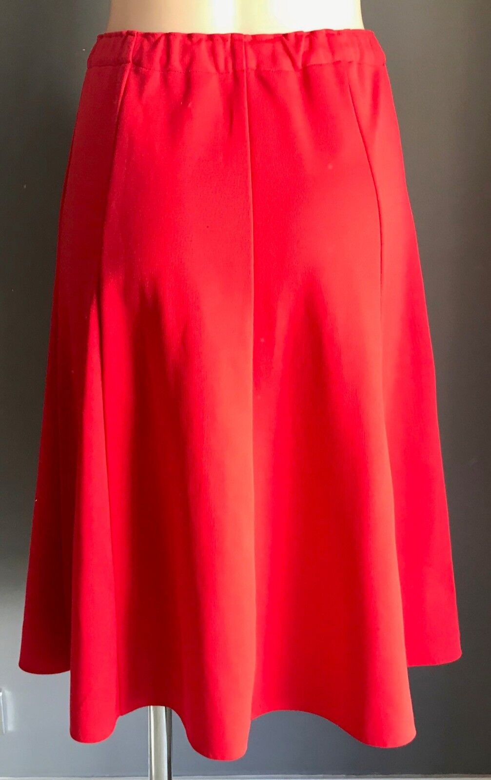 Handmade Skirt Red Elastic Waist Panel A-Line Stretch Size 10 12 Vintage