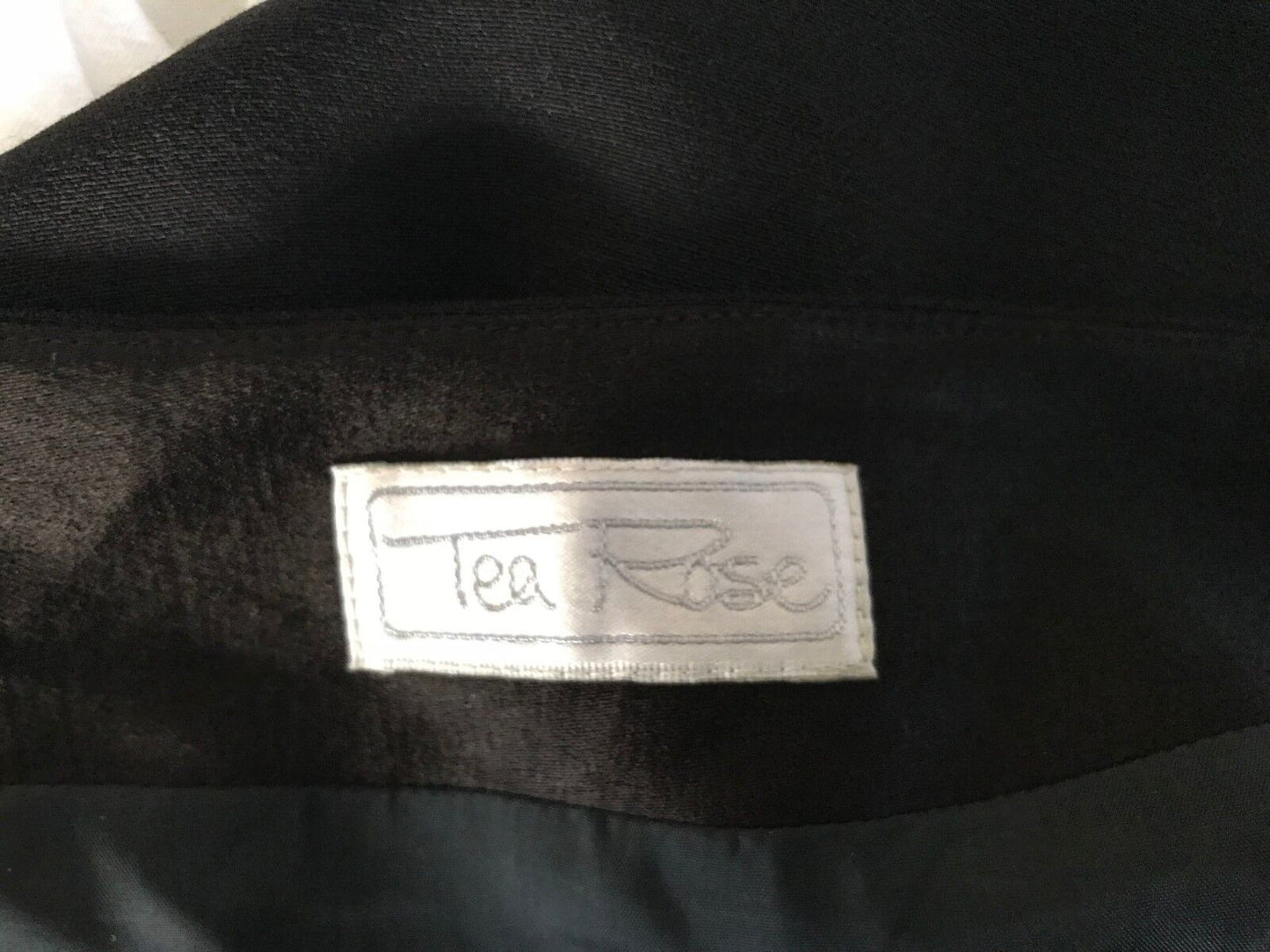 TEA ROSE Mini Skirt Black Straight Ladies Size 12 Vintage