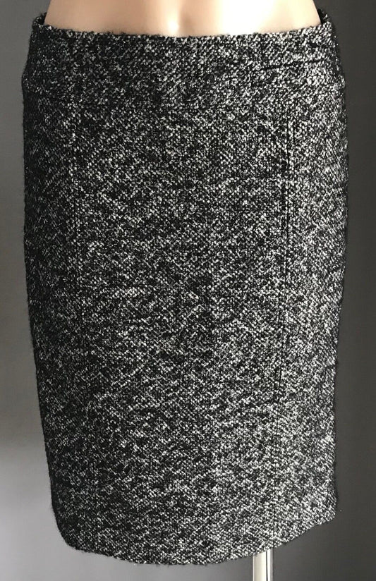 GERARD DAREL Skirt Charcoal Grey Tweed & Silver Metallic Pencil Tube Size 40 12