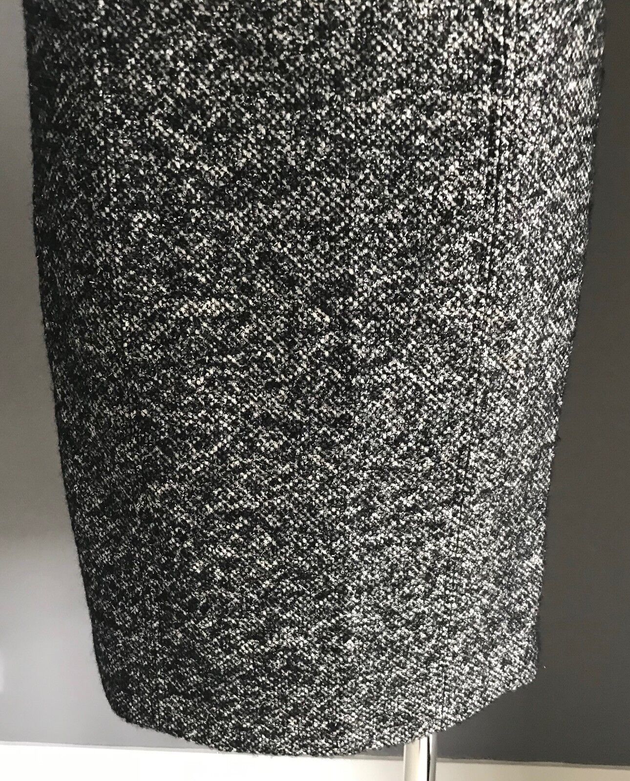 GERARD DAREL Skirt Charcoal Grey Tweed & Silver Metallic Pencil Tube Size 40 12