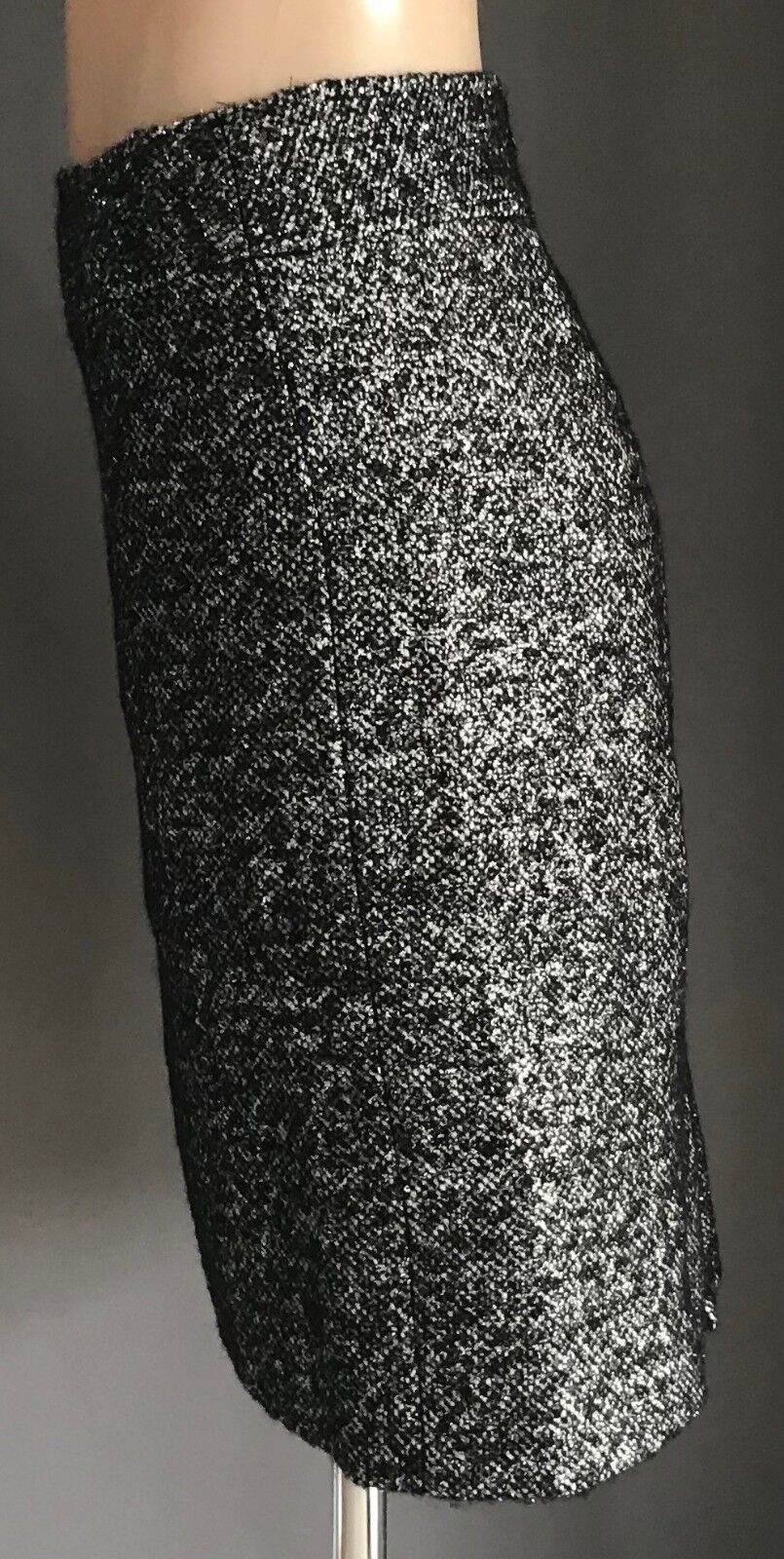 GERARD DAREL Skirt Charcoal Grey Tweed & Silver Metallic Pencil Tube Size 40 12