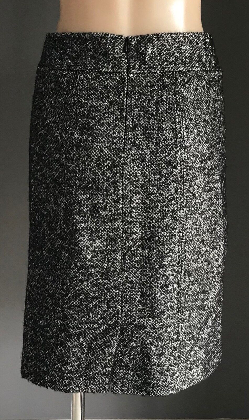 GERARD DAREL Skirt Charcoal Grey Tweed & Silver Metallic Pencil Tube Size 40 12