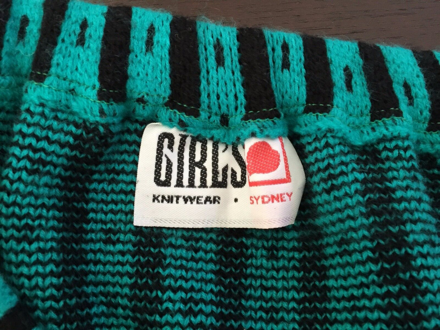 GIRLS KNITWEAR Sydney Knit Skirt Jade Black Stripe Stretch Ladies 12 Vintage NEW