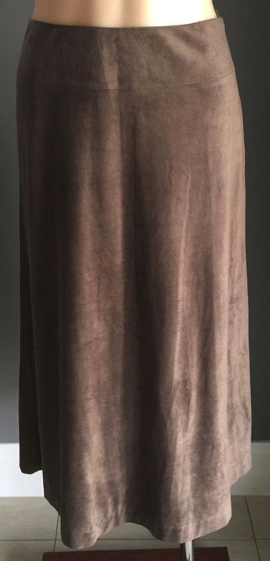 SIGRID OLSEN SPORT A Line Skirt Brown Suede Look & Feel Ladies Size 12