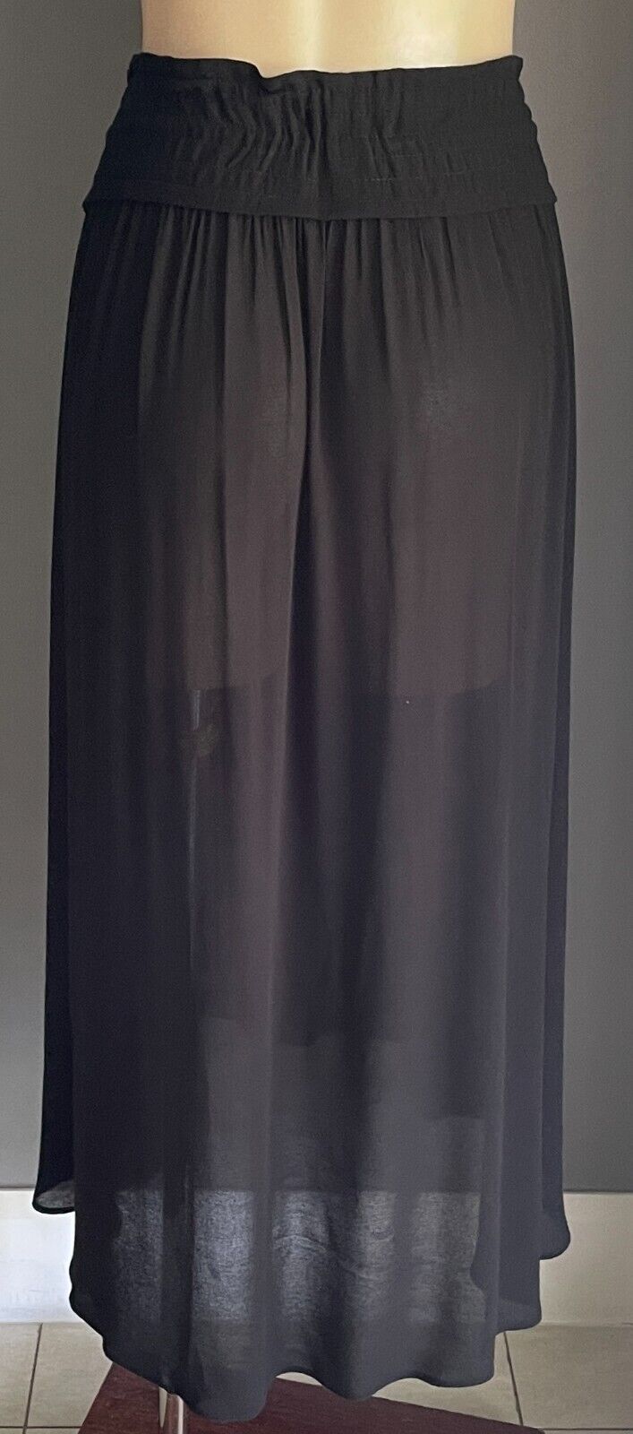 COUNTRY ROAD Skirt Black Hi-Lo Midi Drawstring Tassel Trim Size 12 Unlined NEW