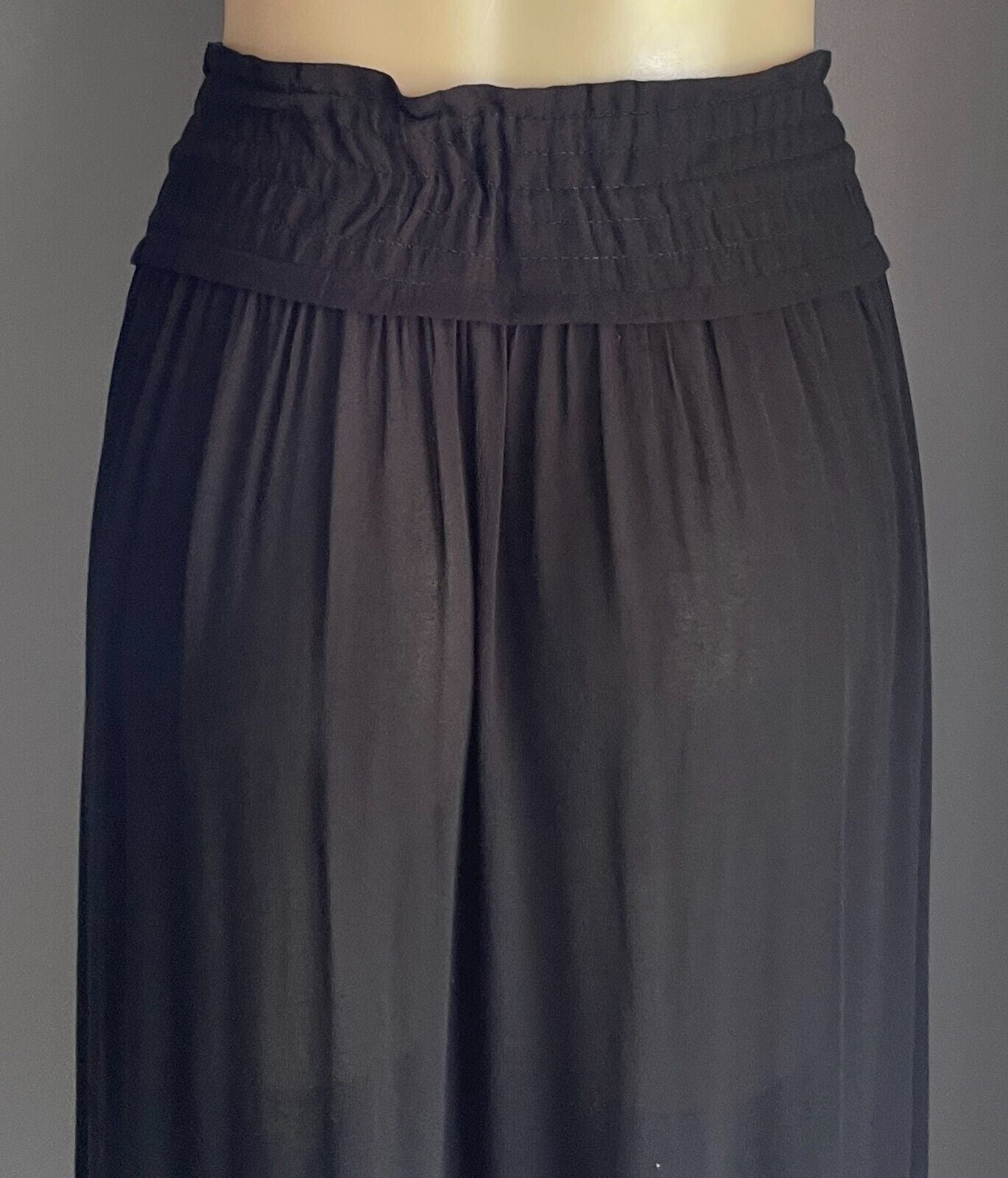 COUNTRY ROAD Skirt Black Hi-Lo Midi Drawstring Tassel Trim Size 12 Unlined NEW